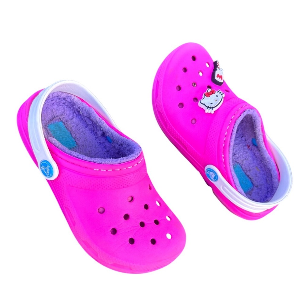 Crocs Kids Classic Lined Crocs With Charms Little Kids Size 13 Pink Shoes